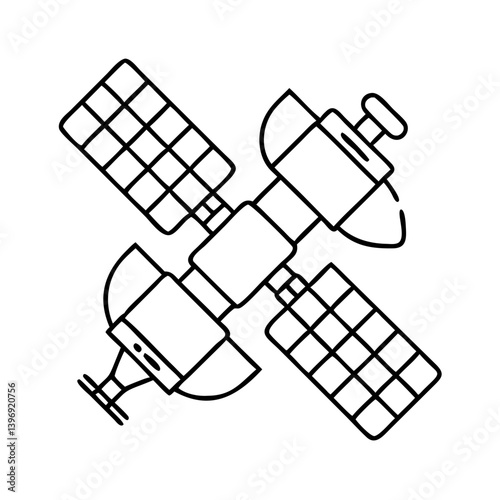 Fototapeta Naklejka Na Ścianę i Meble -  spacestation icon, spacestation line art - simple line art of spacestation, perfect for spacestation logos and icons