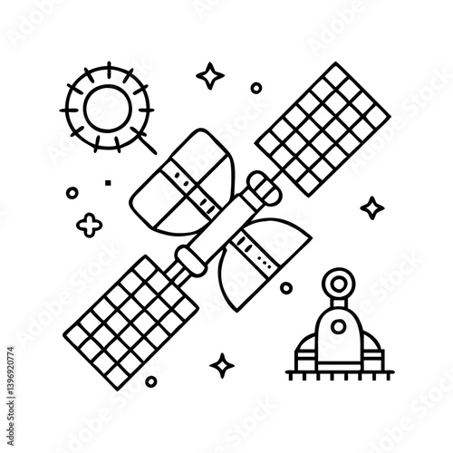 Fototapeta Naklejka Na Ścianę i Meble -  spacestation icon, spacestation line art - simple line art of spacestation, perfect for spacestation logos and icons