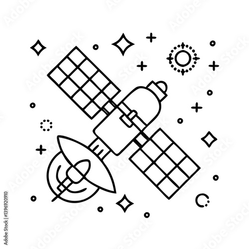 Fototapeta Naklejka Na Ścianę i Meble -  spacestation icon, spacestation line art - simple line art of spacestation, perfect for spacestation logos and icons