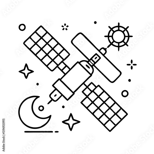 Fototapeta Naklejka Na Ścianę i Meble -  spacestation icon, spacestation line art - simple line art of spacestation, perfect for spacestation logos and icons