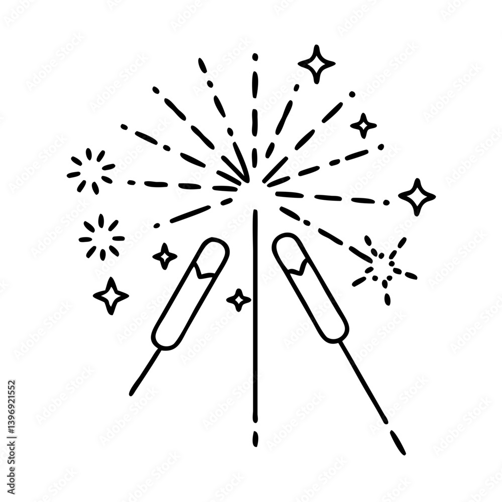sparklers icon, sparklers line art - simple line art of sparklers, perfect for sparklers logos and icons sparklers icon, sparklers line art - simple line art of sparklers, perfect for sparklers logos and icons