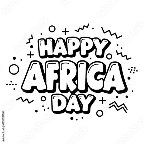 Happy Africa Day graphic, bold font, decorative