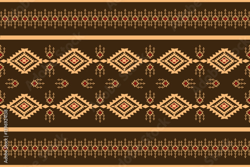 Traditional ethnic geometric design pattern for fabric