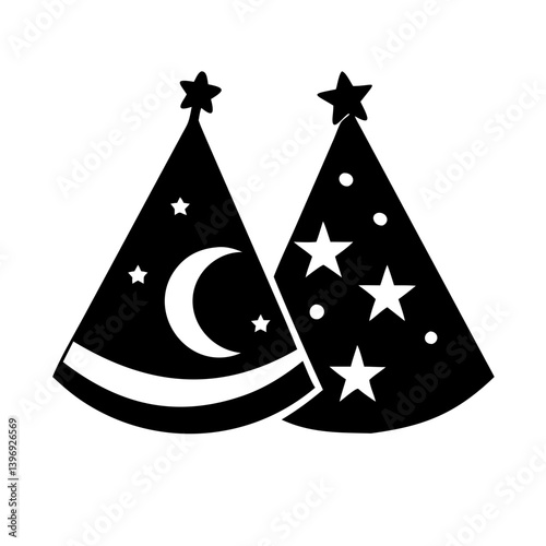 eid party hats icon, eid party hats silhouette vector illustration-simple silhouette illustration of eid party hats, perfect for eid party hats logos and icons