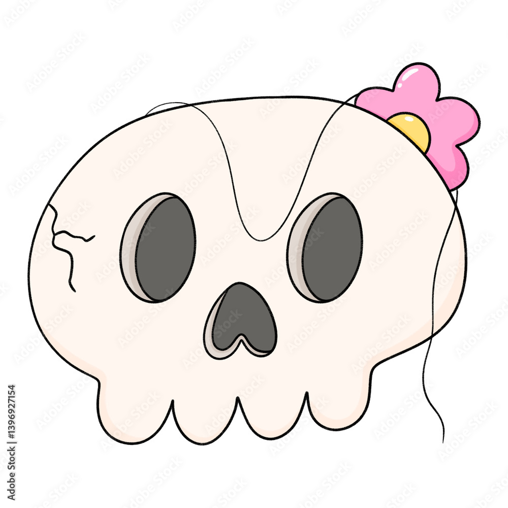 Naklejka premium skull with pink flower