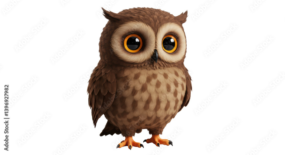 Naklejka premium Isolated cartoon owl with big eyes on white background