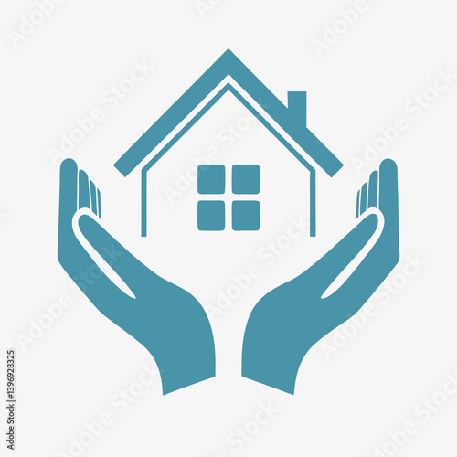 Minimalist Hand Holding House Icon vector Design