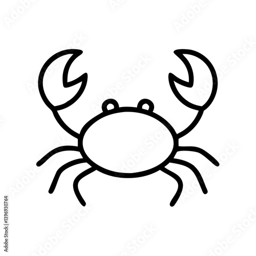 Crab icon in black outline on white background