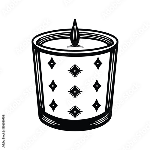 Crystal infused candle icon silhouette vector with white background