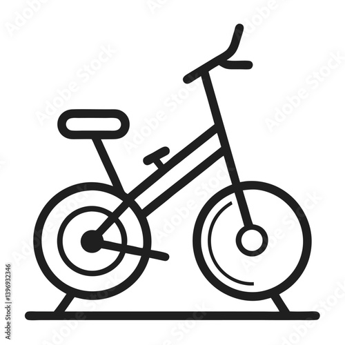 stationary bike icon line art on white background