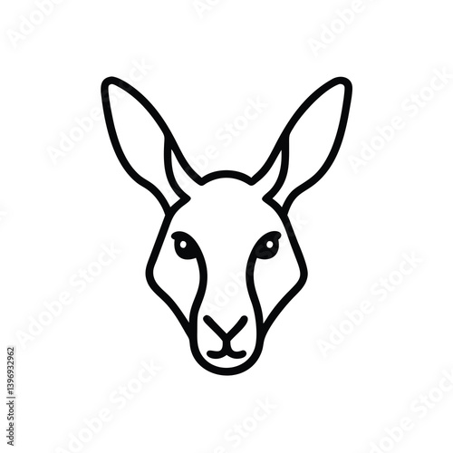 Minimalist Kangaroo Head Vector Illustration Outline Isolated On White Background