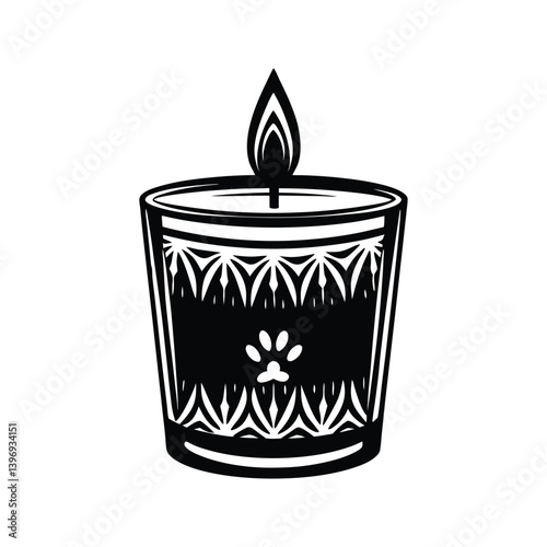 Pet odor eliminating candle icon silhouette vector with white background