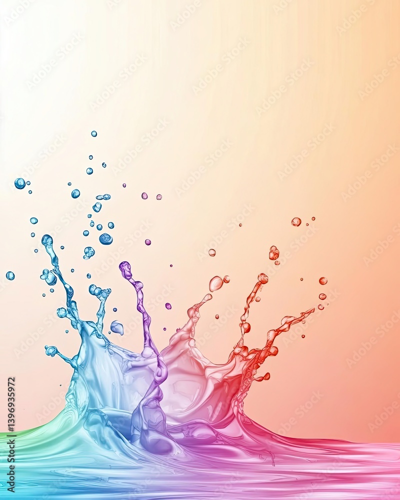 Fototapeta premium Colorful water splash, vibrant, fluid