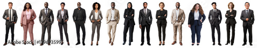 PNG Diverse professionals in suits, element set on transparent background