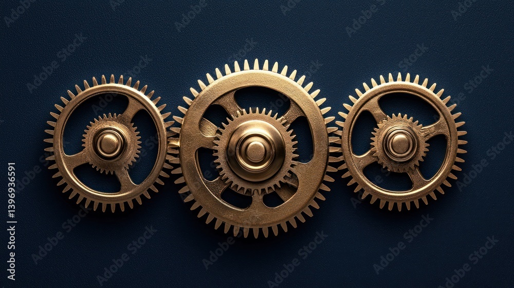 Interlocking gears on dark background Interlocking gears on dark background