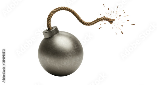 Isolated bomb with burning fuse