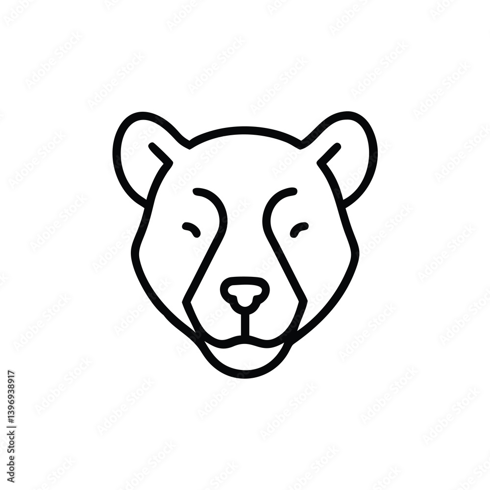 Minimalist Brown Bear Head Illustration In Outline Style For Graphic Design Projects Minimalist Brown Bear Head Illustration In Outline Style For Graphic Design Projects