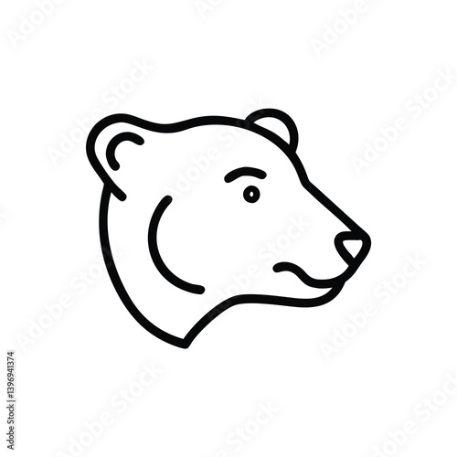 Minimalist Line Art Vector Of Bear Head Profile Simple Icon Design