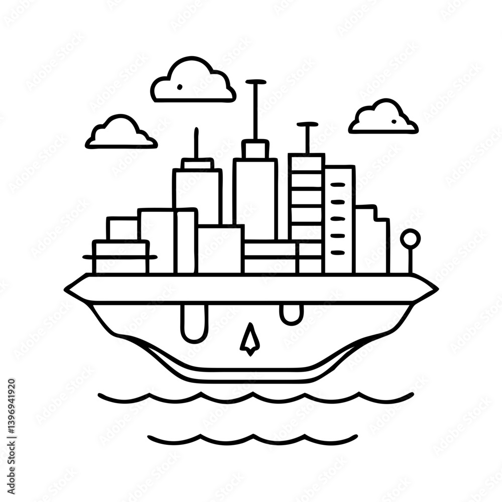 Naklejka premium floating city icon, floating city vector illustration-simple illustration of floating city, perfect for floating city logos and icons
