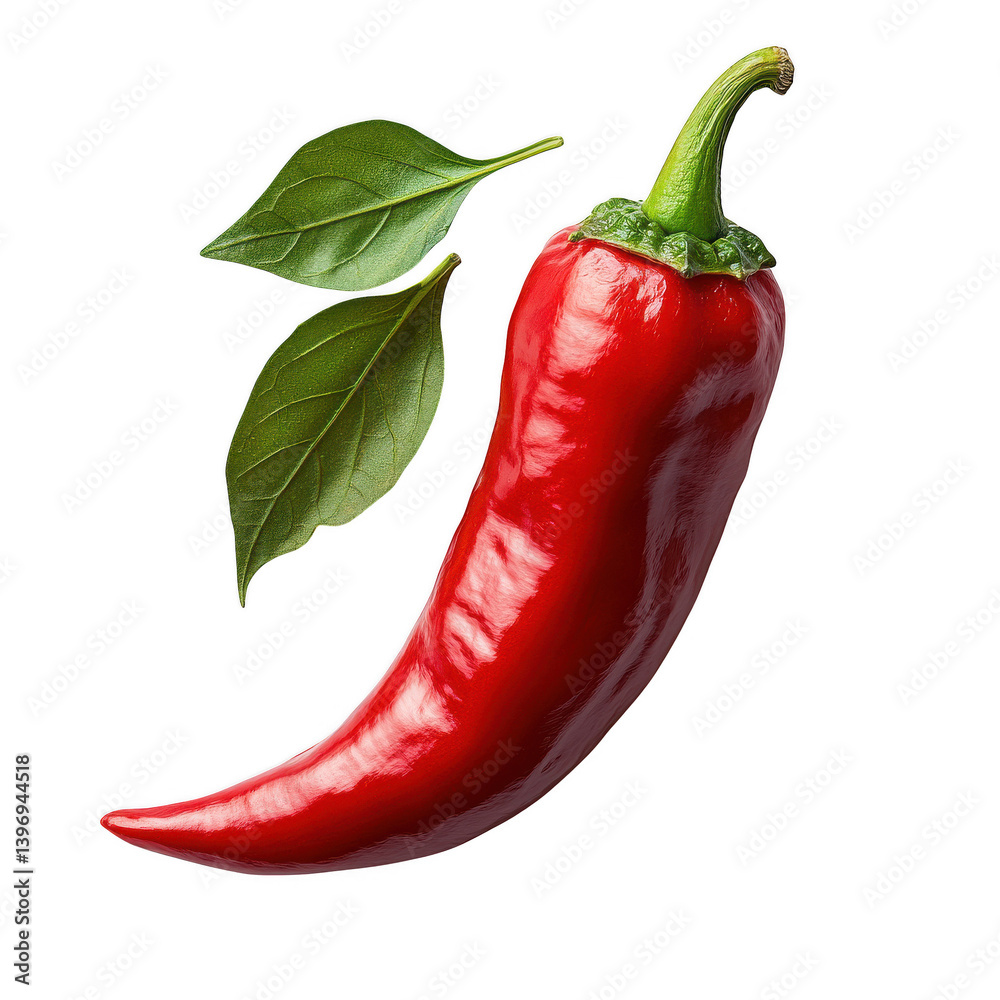Red chili pepper close up with green leaves on black background for food photography and recipe ideas 100 on transparent background Red chili pepper close up with green leaves on black background for food photography and recipe ideas 100 on transparent background