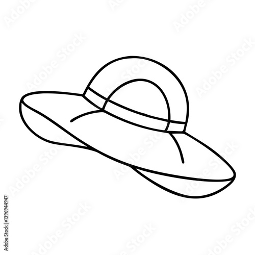 sunhat icon, sunhat line art - simple line art of sunhat, perfect for sunhat logos and icons