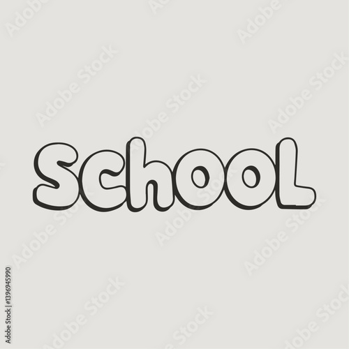 School Typography Sticker Vector Template Illustration with Fun Hand Drawn Lettering for Educational Posters Classroom Decor Back to School Designs and Student Projects