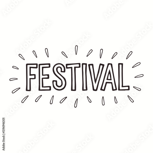 Festival Typography Sticker Vector Template Illustration with Colorful Hand Drawn Lettering for Party Posters Event Branding Digital Prints and Celebration Design