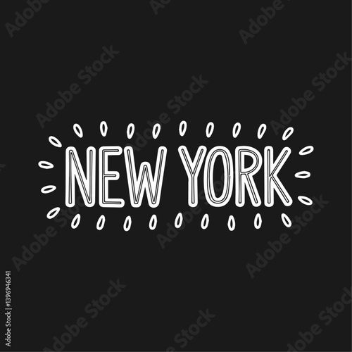New York Typography Sticker Vector Design – Urban Style NYC Text Illustration for T-Shirt Print, Digital Art, Posters, Labels, and Streetwear-Inspired Branding