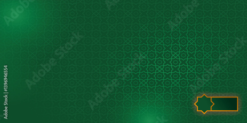Blank Islamic Event Background with Geometric Star Motif – Elegant Green Ornamental Design