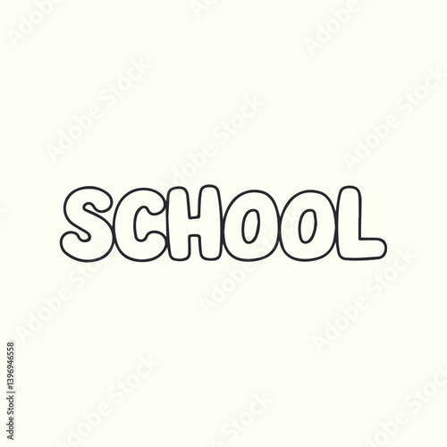 School Typography Sticker Vector Template Illustration with Fun Hand Drawn Lettering for Educational Posters Classroom Decor Back to School Designs and Student Projects
