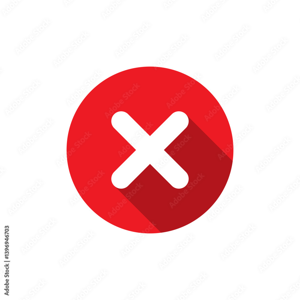 Cross mark icon with long shadow. X, close, exit sign symbol Cross mark icon with long shadow. X, close, exit sign symbol