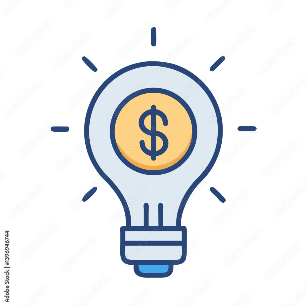 Light Bulb with Dollar Inside Icon Design Light Bulb with Dollar Inside Icon Design