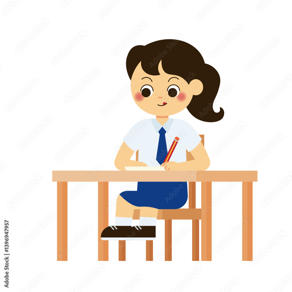 Classroom School Activity 1 Girl Studying at Desk Classroom School Activity 1 Girl Studying at Desk