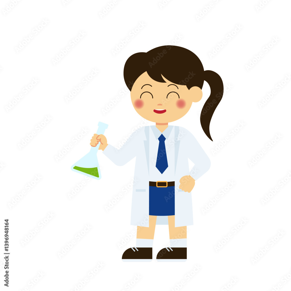 Classroom School Activity 1 Girl Holding Laboratory Flask Classroom School Activity 1 Girl Holding Laboratory Flask