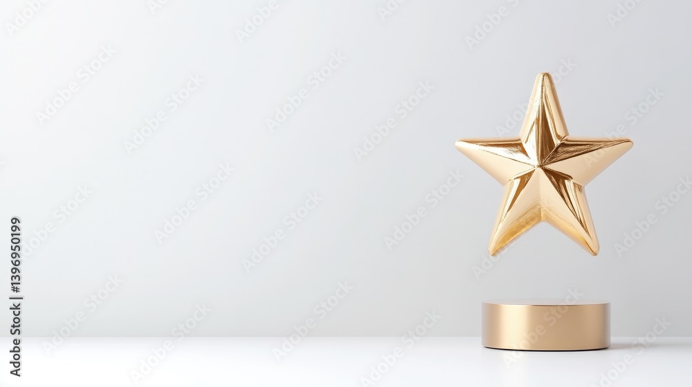 Obraz premium Gold star award trophy on pedestal