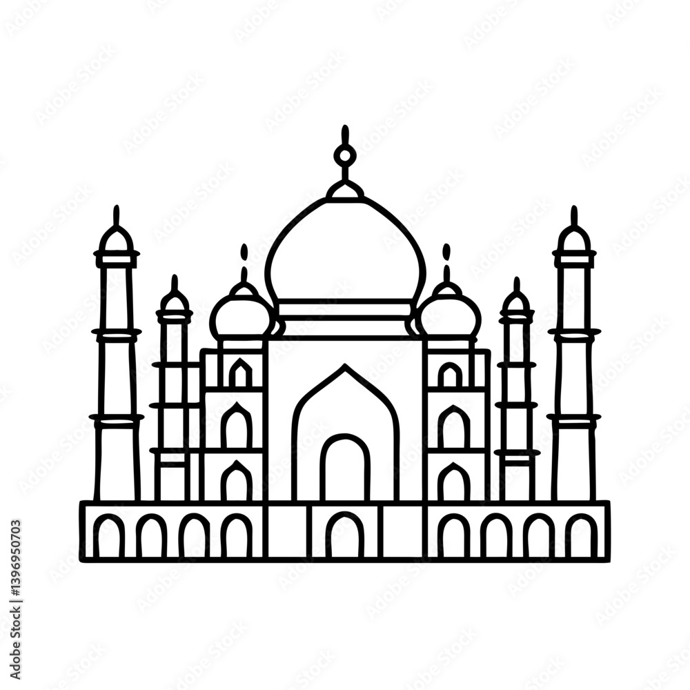 tajmahal icon, tajmahal line art - simple line art of tajmahal, perfect for tajmahal logos and icons tajmahal icon, tajmahal line art - simple line art of tajmahal, perfect for tajmahal logos and icons