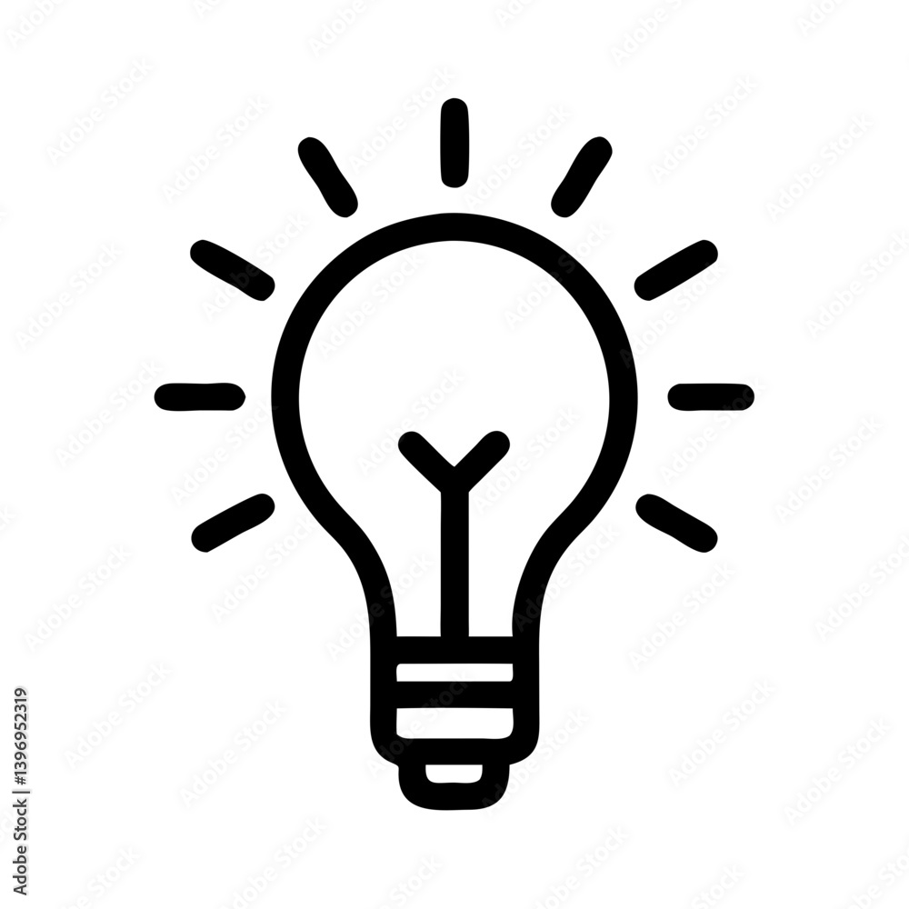 Light Bulb with Radiating Lines Icon Design Light Bulb with Radiating Lines Icon Design