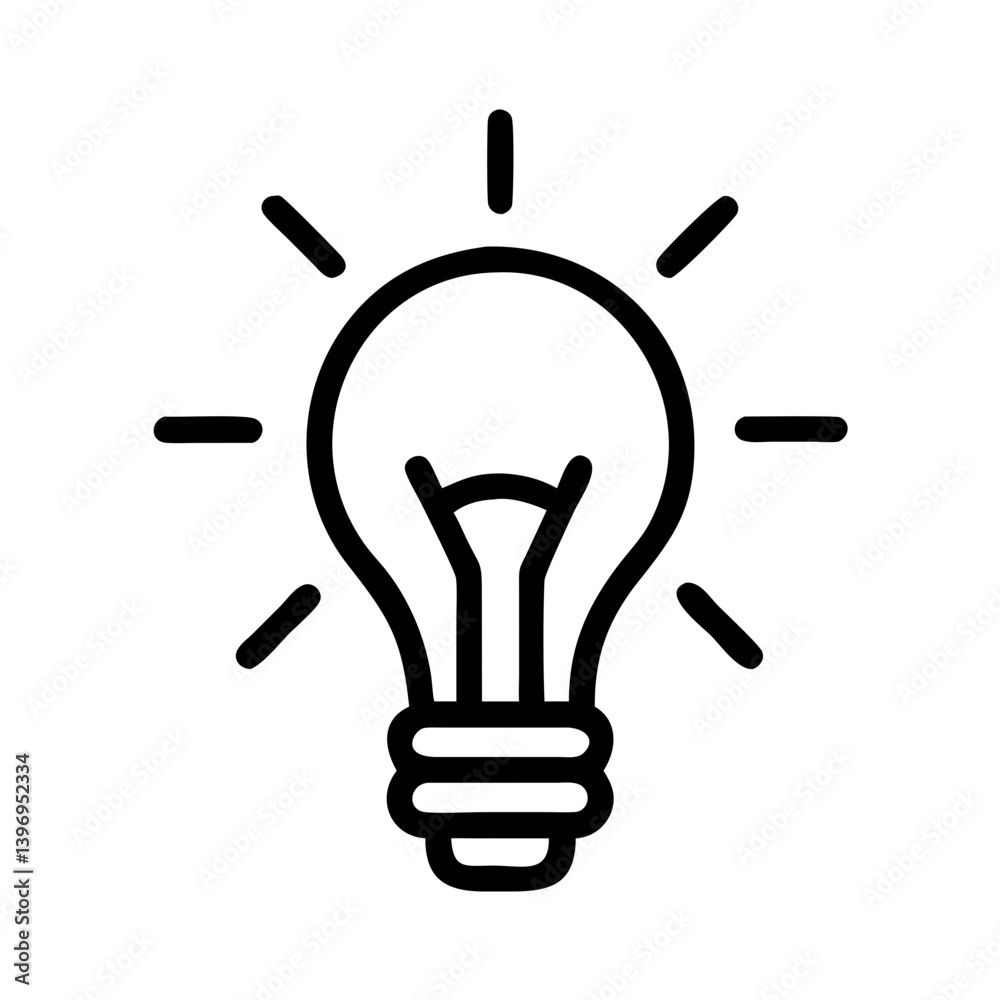 Light Bulb with Radiating Lines Icon Design Light Bulb with Radiating Lines Icon Design