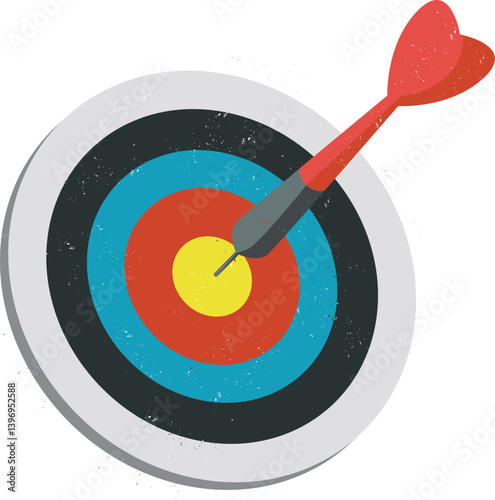Red dart hitting target. Illustration of a red dart hit on target