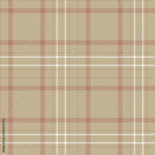 Dusky putty Tartan patterns fabric texture. Elegant Pale pinkish brown Seamless Tartan