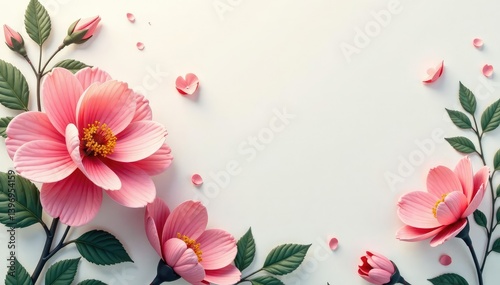 Subtle, flowing floral motif on light surface , illustration, abstract
