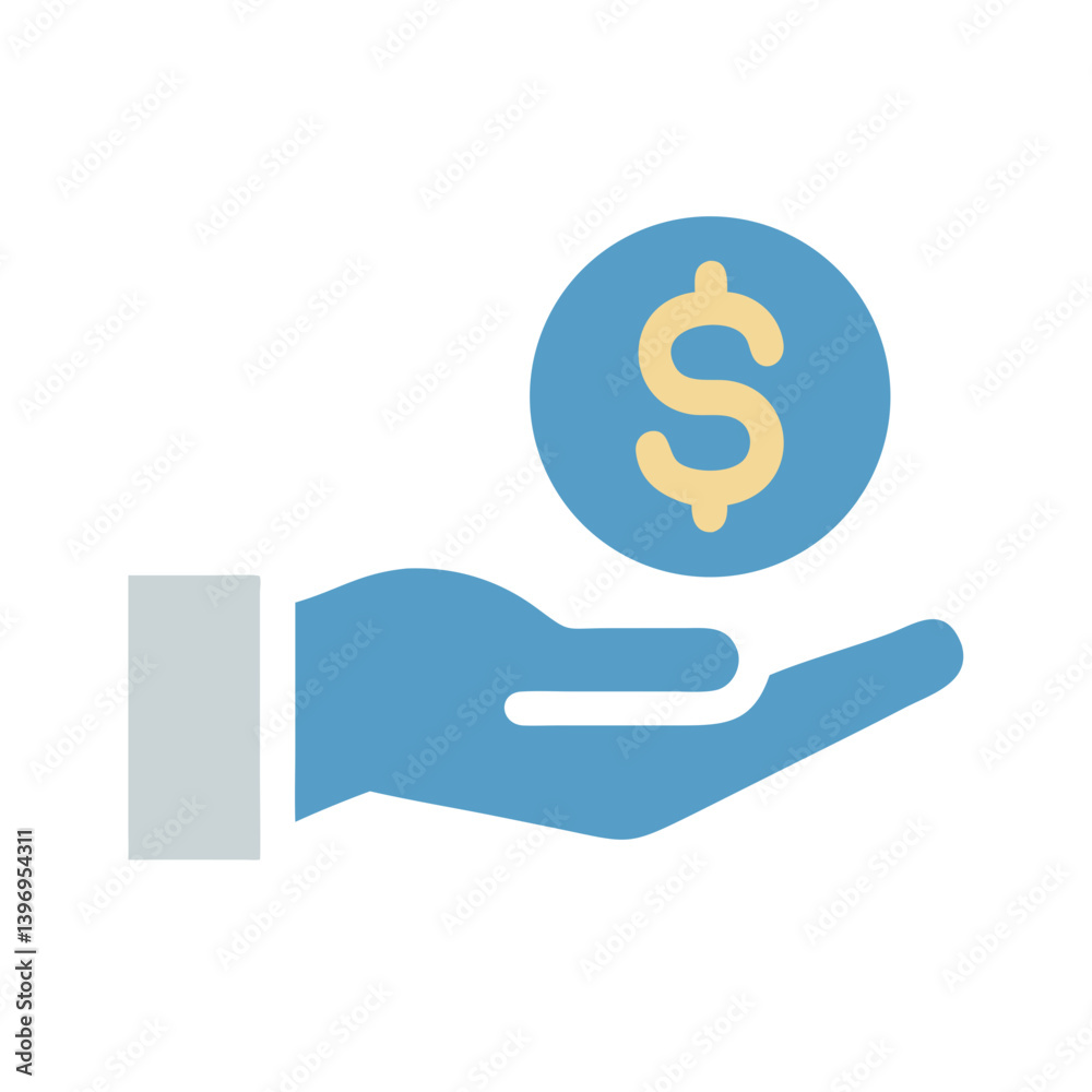 Hand Holding Dollar Money Icon Vector for Finance and Wealth Concepts Hand Holding Dollar Money Icon Vector for Finance and Wealth Concepts
