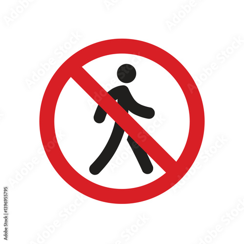 No person pedestrian and stop sign icon template