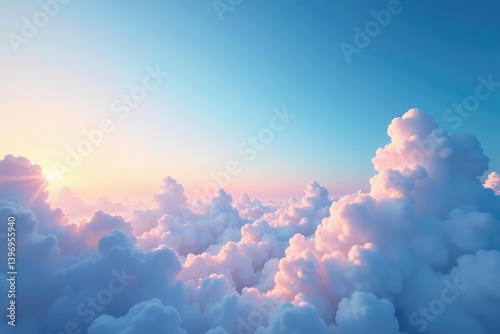 Subtle gradient sky, clouds seamlessly looping , clouds, light