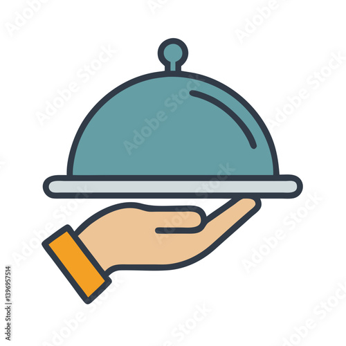 Elegant Tray in Hand Icon Vector Illustration
