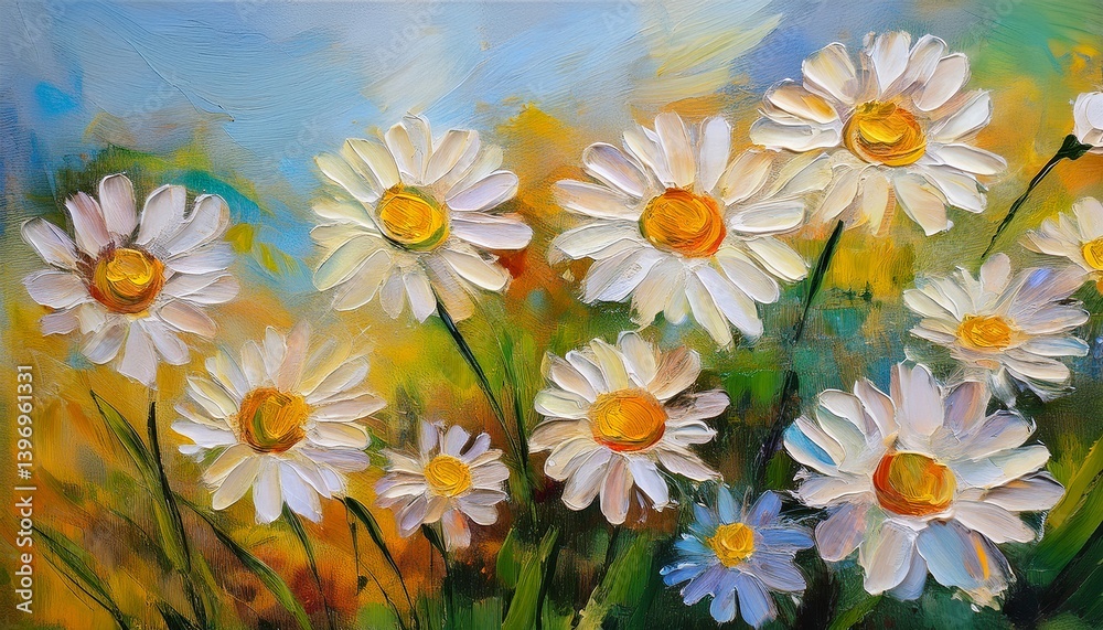 Fototapeta premium Oil painting Daisy flowers