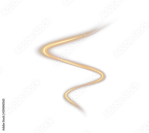 Futuristic abstract gold pattern with glowing lines and curves. Elegant digital artwork with fire and light effects. PNG on transparent black background for modern designs