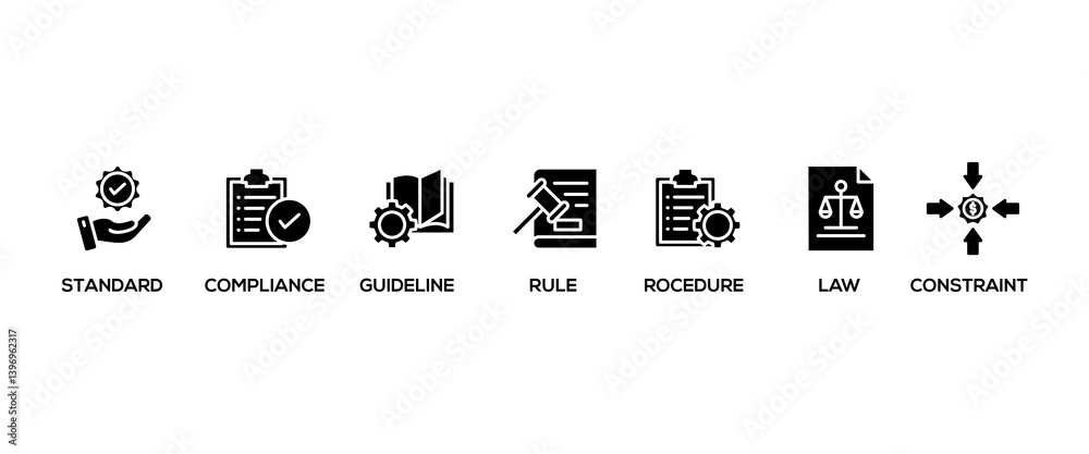 Εκτύπωση καμβά Regulation banner web icon vector illustration concept with icon of standard, co