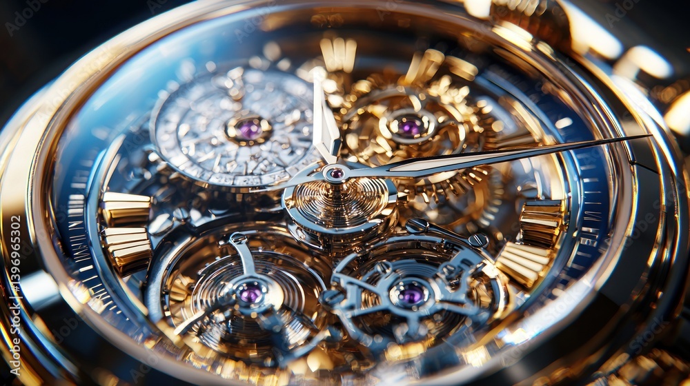 Detailed view of intricate watch mechanism Detailed view of intricate watch mechanism