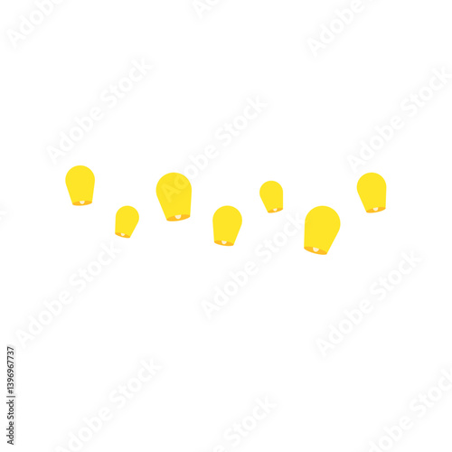 Vesak Day day with lanterns. Hindu religion festival celebration. Vector illustration 